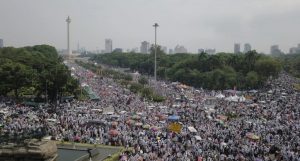 Foto dari udara suasana reuni 212 di Kawasan Monas, Jakarta Pusat, Ahad 2 Desember 2018. (Sumber Foto : Jamal Ramadhan/kumparan)