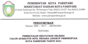 Pengumuman Pembatalan Kelulusan, Ada 12 Orang Gagal Lulus Seleksi CASN Parepare