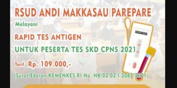 Tarif Pemeriksaan RDT-Ag Di RSUD Andi Makkasau Ikuti Surat Edaran Kemenkes