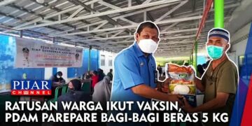 Ratusan Warga Ikut Vaksin, PDAM Parepare Bagi Bagi Beras 5 KG
