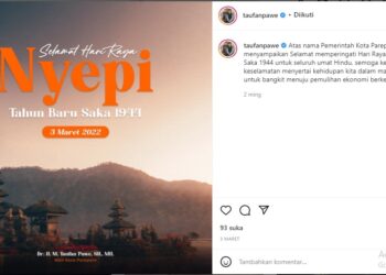 Hari Raya Nyepi, Wali Kota Parepare Taufan Pawe Sampaikan Selamat Untuk Umat Hindu