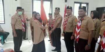 Usai Lantik Pengurus Saka Pramuka Adhyasta, Erna Rasyid Taufan Sosialisasikan Pemilu Jurdil