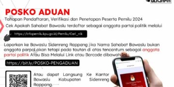 Cek Link Ini, Jika Nama Merasa Dicatut Sebagai Anggota Parpol Adukan ke Posko Bawaslu Sidrap