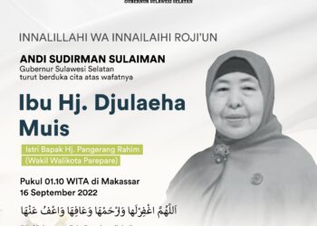 Istri Wakil Wali Kota Parepare Berpulang, Gubernur Sulsel Berduka Cita