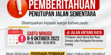Rehabilitasi Poros Antang Raya, Jalan Ditutup Dua Hari