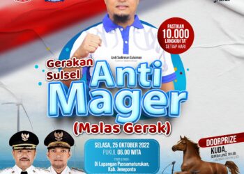 Hadiah Utama Kuda, Andi Sudirman Bersama Warga Jeneponto Gerak Jalan Santai “Sulsel Anti Mager”