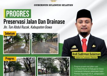 Jalan Tun Abdul Razak di Gowa Kini Tahap Pengaspalan