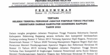 Seleksi Jabatan Sekda Sidrap Dimulai