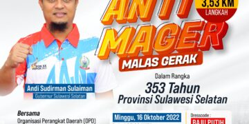 Sambut HUT Sulsel ke-353, Andi Sudirman Bersama Warga Jalan Sehat Anti Mager 3,53 KM