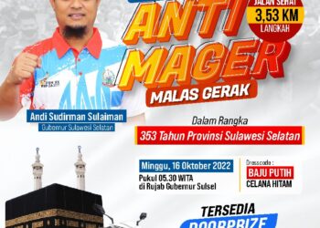 Hadiah Utama Umrah, Gubernur Sulsel Ajak Warga Ikuti Jalan Sehat Anti Mager Sepanjang 3,53 Km