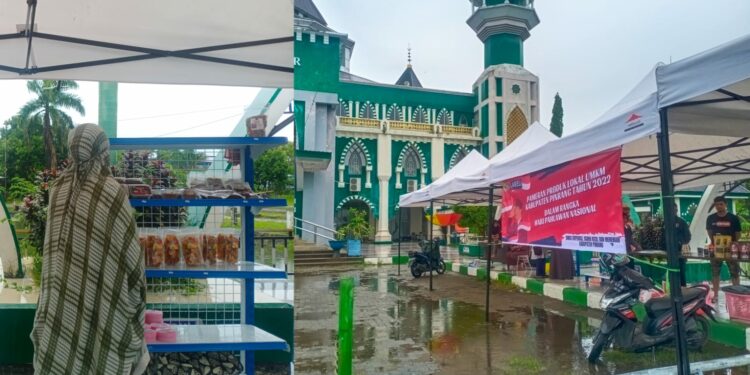 Puluhan Pelaku Usaha Mikro Kecil Menengah (UMKM) Pinrang mengikuti Pameran Produk Lokal UMKM Kabupaten Pinrang di Pelataran Masjid Al-Munawir Kabupaten Pinrang, Jumat (18/11/2022).