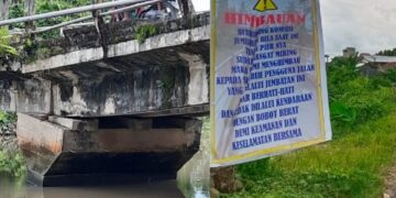 Terdampak Banjir Jembatan di Pinrang Ini Retak, Tiang Jembatan Nyaris Roboh