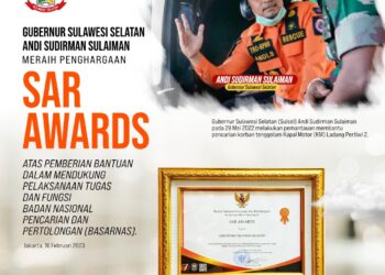 Responsif Kerja SAR, Gubernur Andi Sudirman Raih Penghargaan SAR Awards dari Basarnas