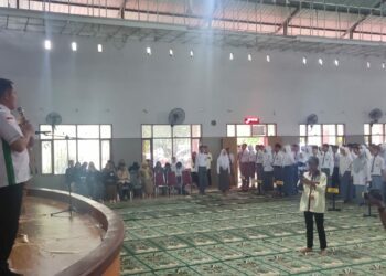 Suasana kegiatan Kobra Part 2 yang dipusatkan di Aula SMKN 2 Makassar. Kegiatan paskibra itu berakhir hari ini, Sabtu (25/2/2023)