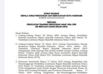 Pemkot Parepare Rilis Surat Edaran Penguatan Transisi PAUD untuk Sekolah Dasar