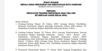 Pemkot Parepare Rilis Surat Edaran Penguatan Transisi PAUD untuk Sekolah Dasar