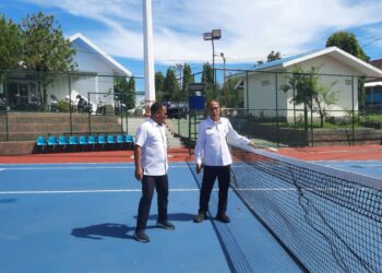Direksi PAM Tirta Karajae yang mengubah lahan kosong menjadi sarana olahraga lapangan tenis