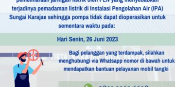 Pemeliharaan Listrik PLN, PAM Tirta Karajae Umumkan Gangguan Distribusi Air