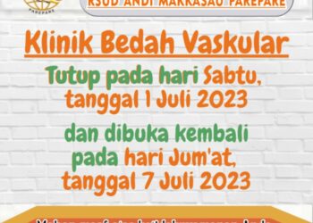 RSUD Andi Makkasau Umumkan Klinik Bedah Vascular Tutup Selama Sepekan