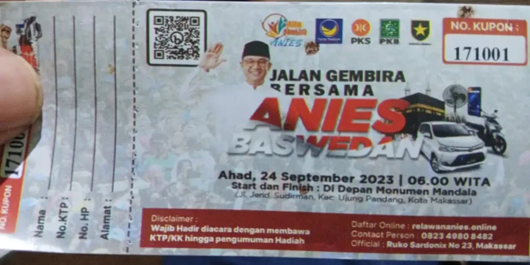 Tiket gerak jalan gembira bersama Anies Baswedan