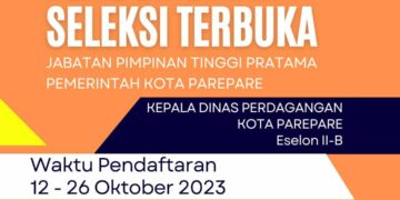 Berakhir hingga 26 Oktober, Pemkot Parepare Buka Selter Pengisian Jabatan Kepala Dinas Perdagangan