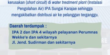 Trafo Rusak, PAM Tirta Karajae Umumkan Gangguan Distribusi Air di Wilayah Ini