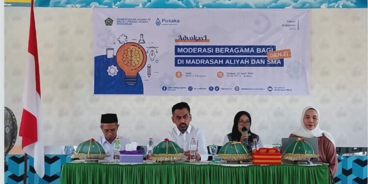 --Balai Litbang Agama (BLA) Makassar menyelenggarakan kegiatan Advokasi Pengembangan Moderasi Beragama di Madrasah dan SMA (Gen Z) di Kota Parepare