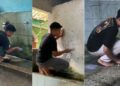 Sumber Foto: Kolase aksi Cecep membersihkan toilet masjid yang viral di media sosial dan mendapat respons positif dari warganet. (HO/Istimewa)