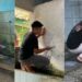 Sumber Foto: Kolase aksi Cecep membersihkan toilet masjid yang viral di media sosial dan mendapat respons positif dari warganet. (HO/Istimewa)