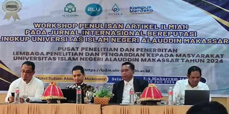 Workshop penulisan artikel ilmiah digelar oleh Pusat Penelitian dan Penerbitan (Puslitpen) Lembaga Penelitian dan Pengabdian kepada Masyarakat (LP2M) UIN Alauddin Makassar ini mengundang Prof. Ir Andi Dirpan, STP., M.Si, PhD, Sekretaris Publication Management Center (PMC) Universitas Hasanuddin