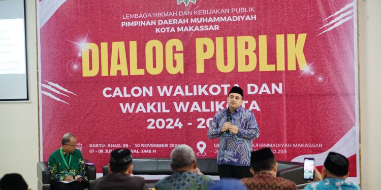 Calon Wali Kota Makassar dengan nomor urut 1, Munafri Arifuddin, menghadiri dialog publik yang diadakan  Lembaga Dakwah dan Kebijakan Publik Pimpinan Muhammadiyah Kota Makassar.
Dialog ini diselenggarakan di Universitas Muhammadiyah Makassar, Sabtu, (9/11/2024)