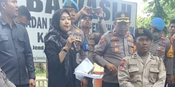 Ketua Bawaslu Pinrang,  Andi Fitriani menemui massa aksi unjuk rasa dari masyarakat yang tergabung dalam Aliansi Pinrang Demokrasi (API) di  depan Kantor Bawaslu Pinrang, pada Selasa (12/11/2024)