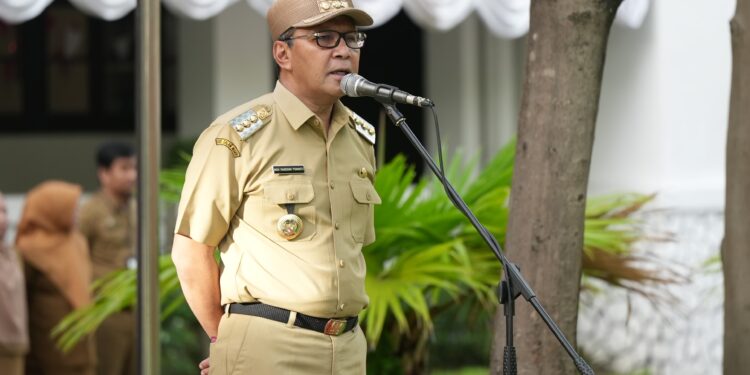 Wali Kota Makassar, Moh. Ramdhan Pomanto memimpin apel senin perdana pasca dirinya menjalani cuti kampanye sebagai Calon Gubernur Sulsel, Senin (25/11/2024)