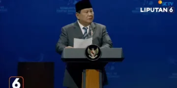 Presiden RI, Prabowo Subianto menghadiri penutupan Kongres VI Partai Demokrat di Hotel Ritz Carlton, Jakarta, Selasa (25/2/2025) (Foto: Liputan6.com)