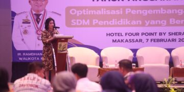 Pelaksana Harian (Plh) Kepala Dinas Pendidikan Kota Makassar, Nielma Palamba membahas prioritas program dan kegiatan pembangunan pendidikan, yang digelar di Hotel Four Point by Sheraton, Jumat (7/2/2025)