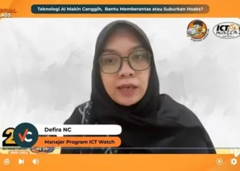 Manajer Program  ICT Watch, Defira NC dalam acara Virtual Class Liputan6.com, Jumat (28/2/2025)