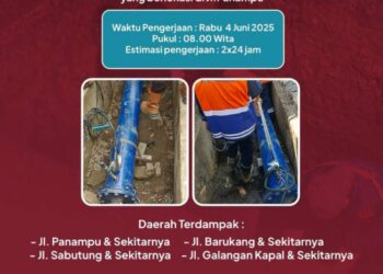 PDAM Makassar Lakukan Perbaikan Pompa Inline di Pannampu, Warga Diimbau  Antisipasi  Air