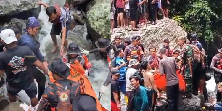 Tim SAR Gabungan akhirnya menemukan anggota kepolisian yang hanyut terseret arus di Kampung Rampusa, Kecamatan Lembang, Kabupaten Pinrang, Sulawesi Selatan, Senin (9/3/2026)