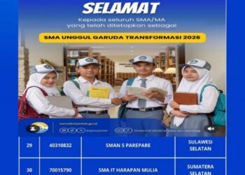 SMAN 5 Parepare Masuk Program SMA Unggul Garuda Transformasi 2026