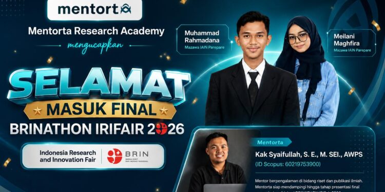 Mentorta Perkuat Ekosistem Riset Mahasiswa PTKI, Dampingi Tim IAIN Parepare Lolos Final BRINATHON IRIFair 2026